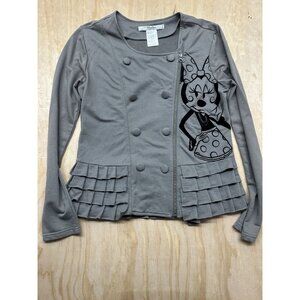 Disney Parks Minnie Jacket M Double Breasted Ruffled Jersey Zip Up Sweatshirt